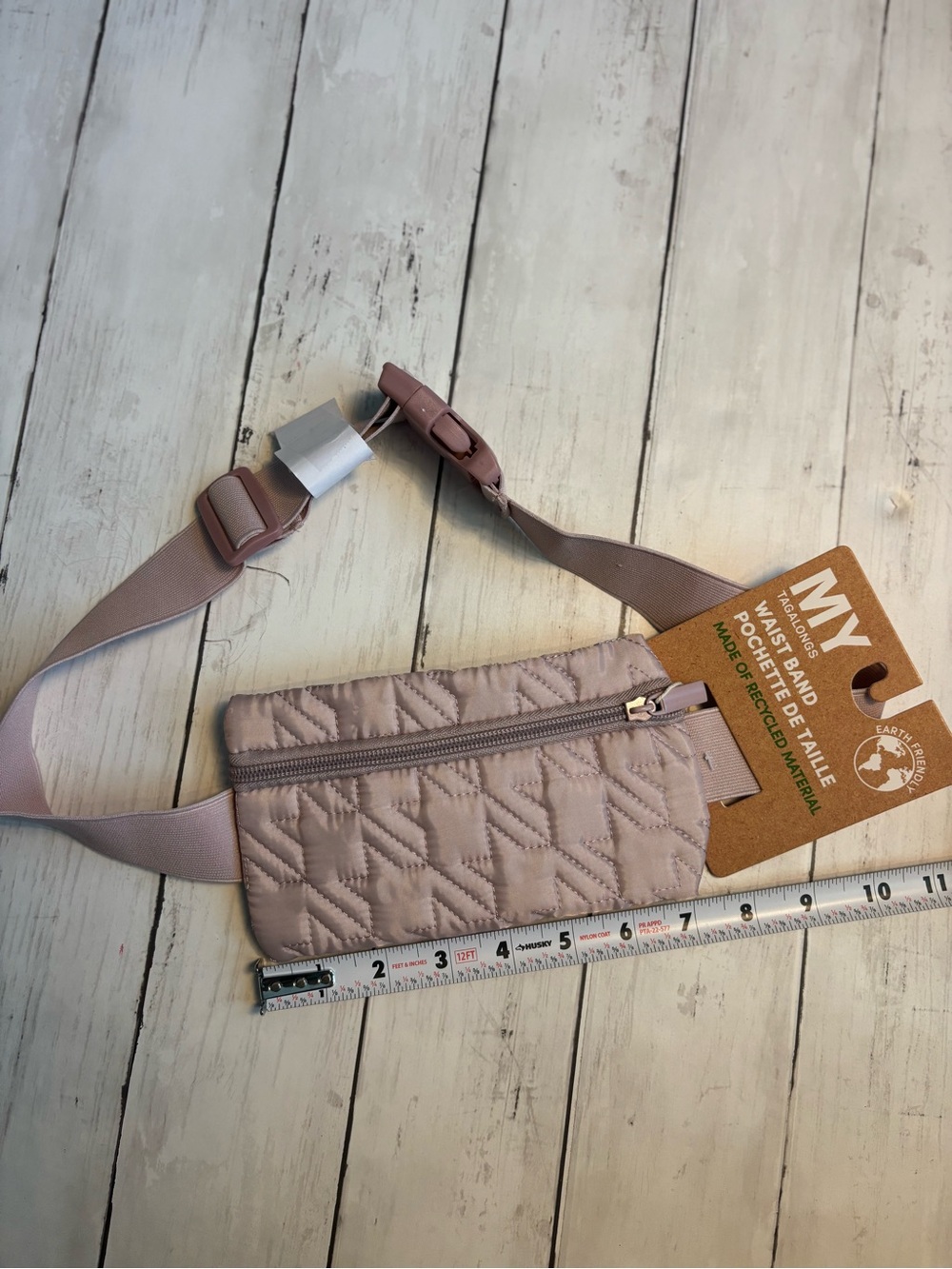 MY Quilted Crossbody Belt Bag in Mauve Pink